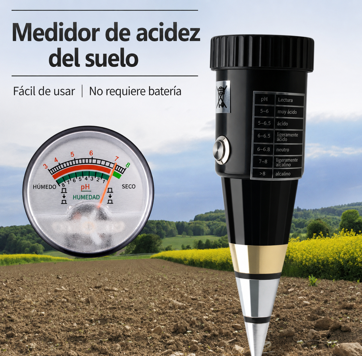 Testeur de sol numérique 3-en-1 de précision à température automatique, personnalisable