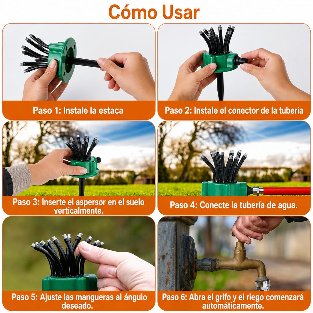 Arroseur de jardin automatique multi-têtes à 360 degrés